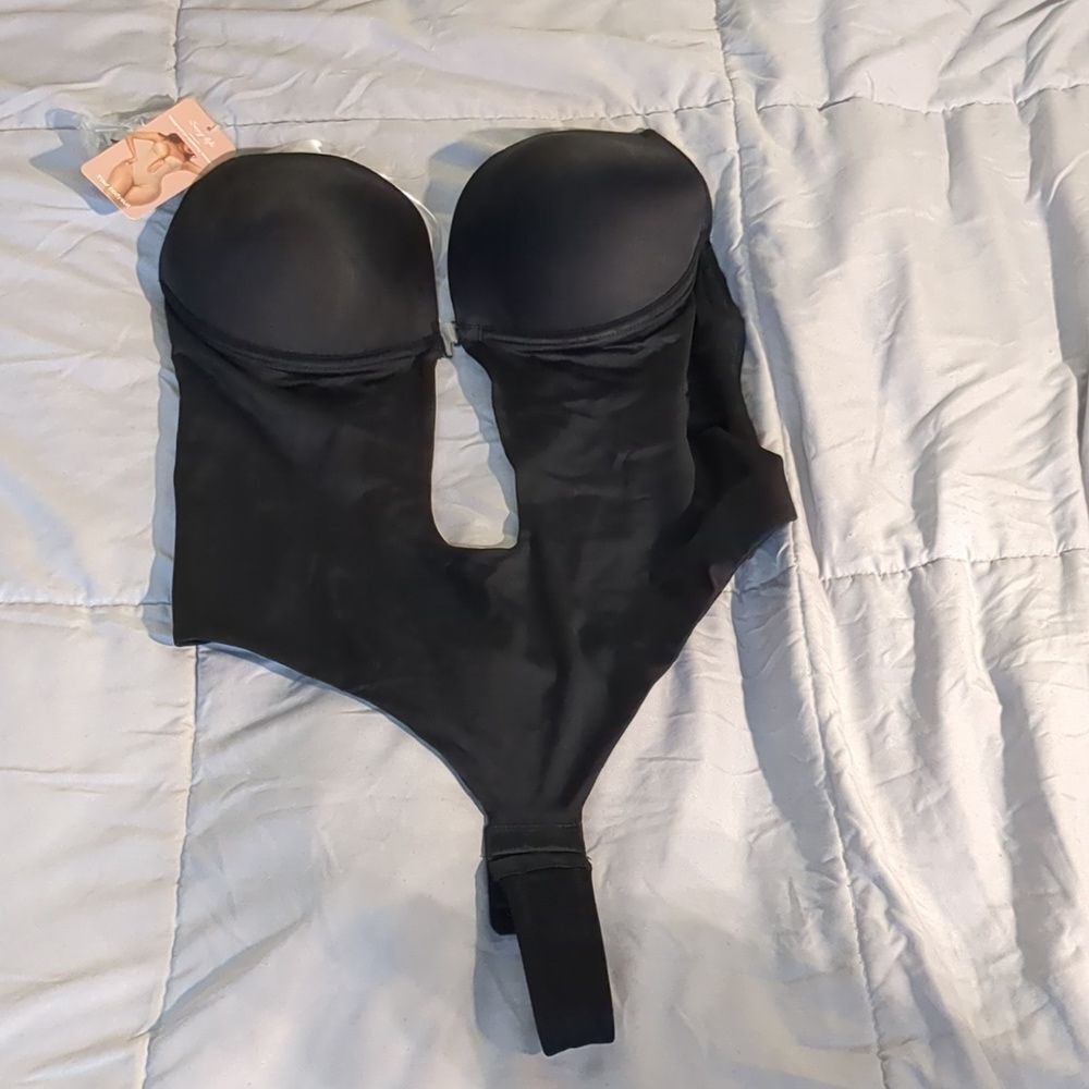She's Waisted Plunge Backless Bra Bodysuit